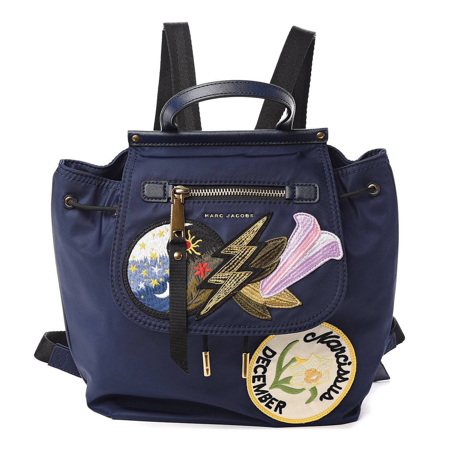 Nylon Patchwork Backpack Blue