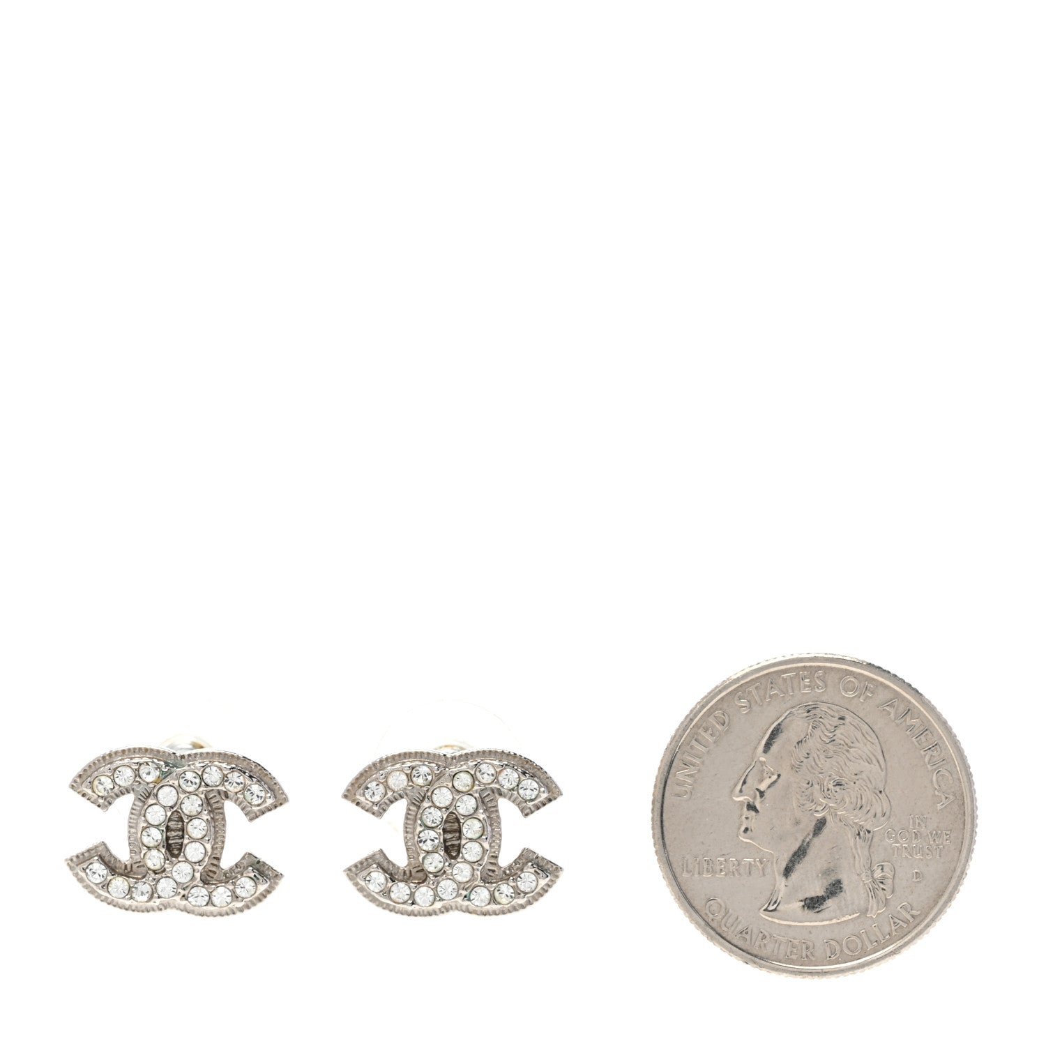 Chanel Crystal Mini CC Earrings Silver 2 of 5