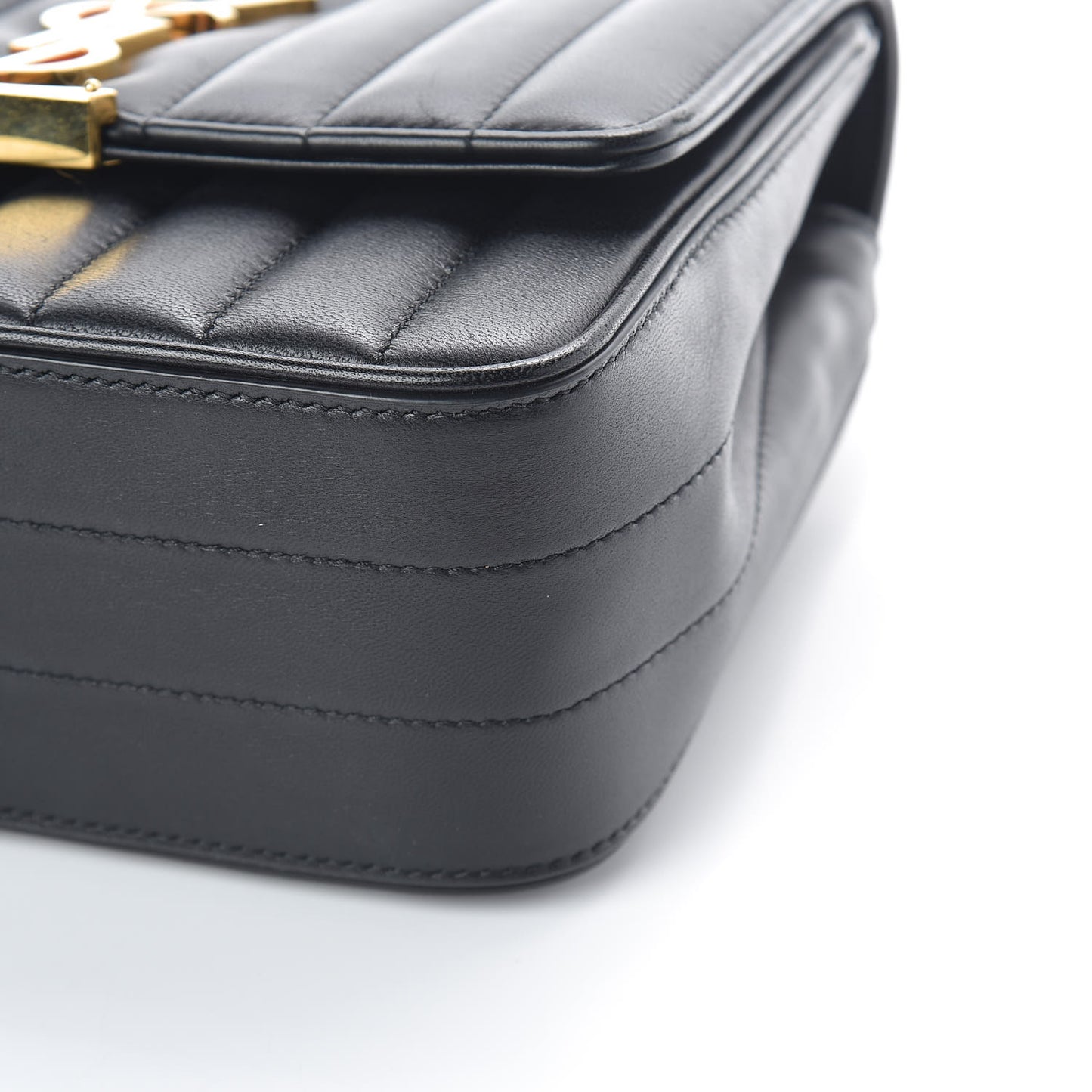 Lambskin Matelasse Monogram Medium Vicky Chain Bag Black