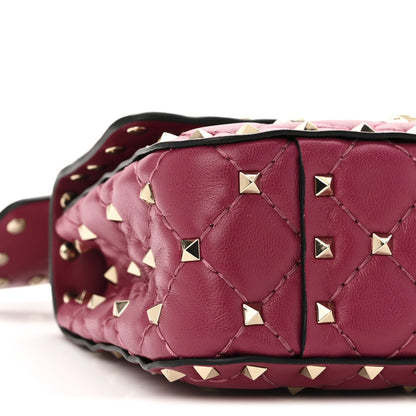 Valentino Garavani Nappa Small Rockstud Spike Shoulder Bag Raspberry 8 of 9