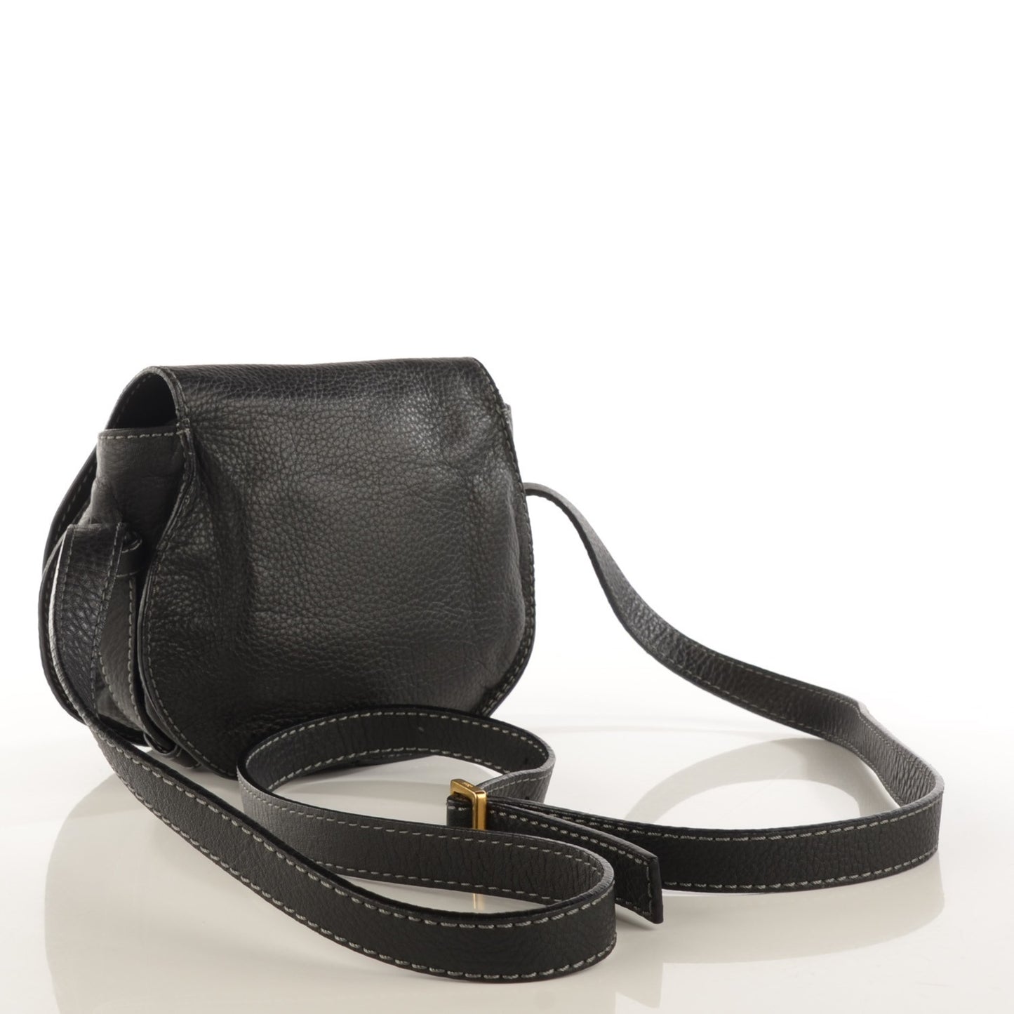Calfskin Mini Marcie Round Crossbody Bag Black