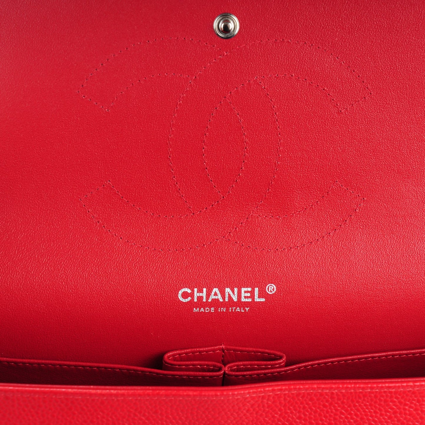 Caviar Quilted Jumbo Double Flap Red