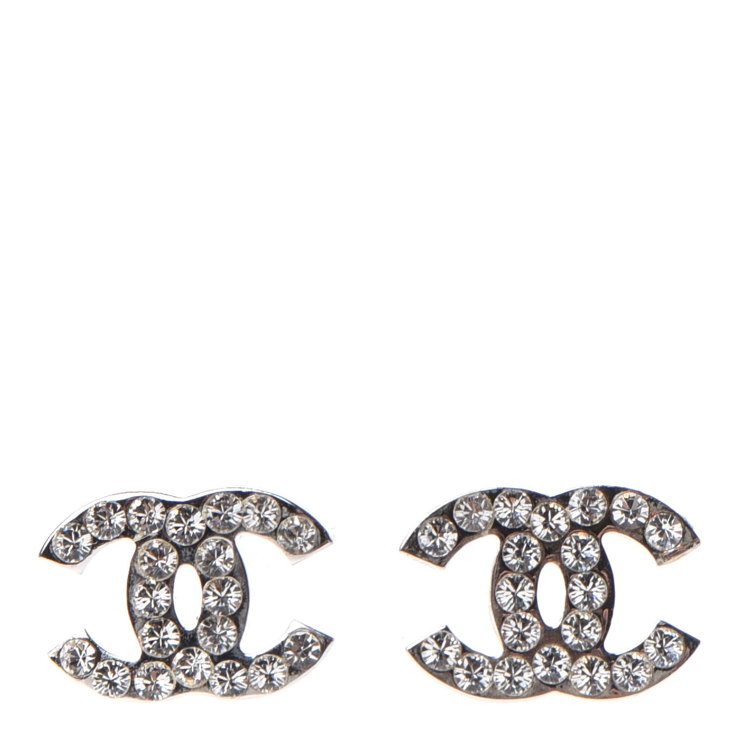 Chanel Crystal CC Earrings Silver 1 of 4