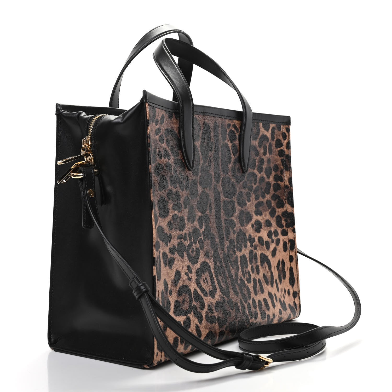 Dolce & Gabbana Dauphine Leopard Logo Market Bag Black 3 of 8