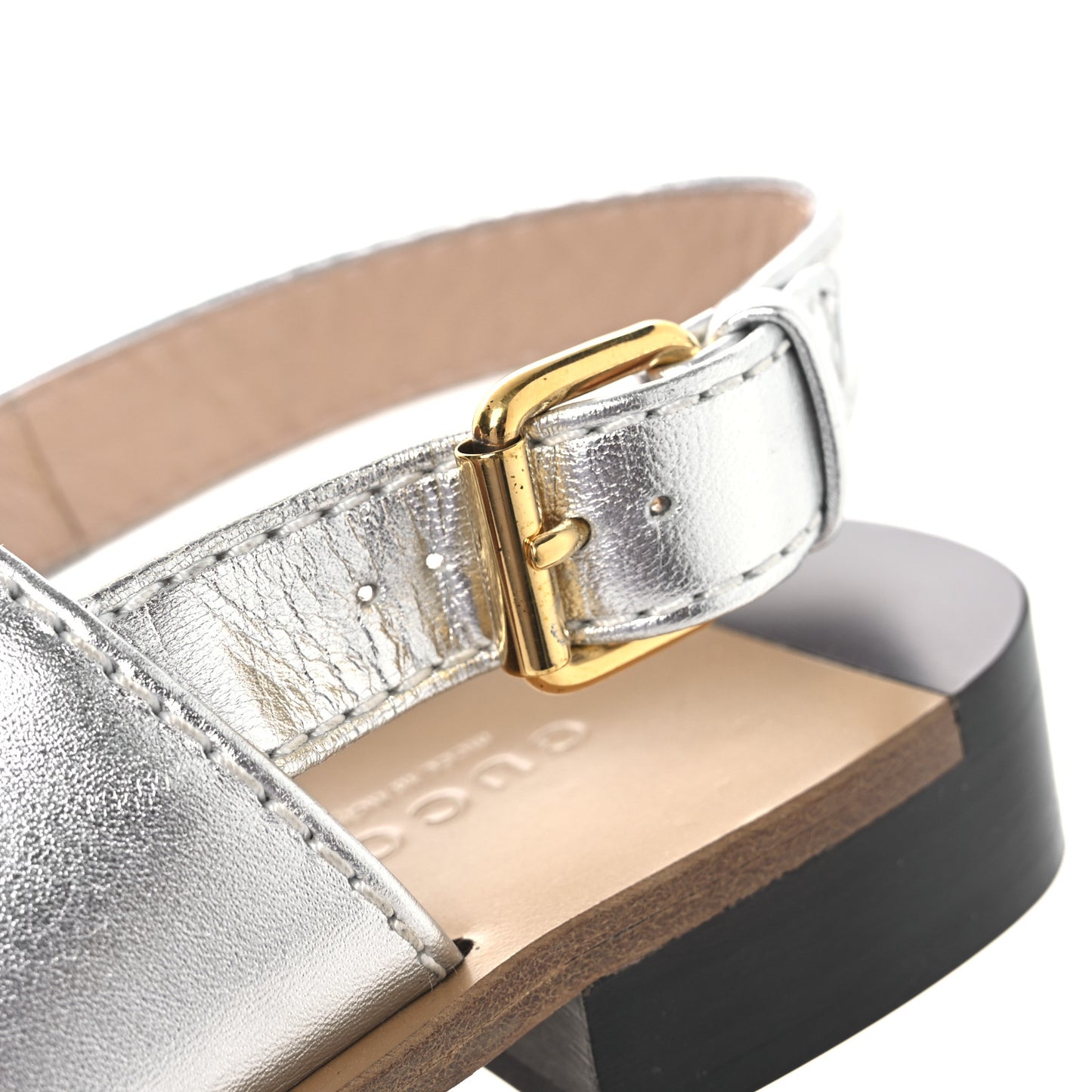 Nappa Charlotte Horsebit Thong Sandals 39.5 Silver