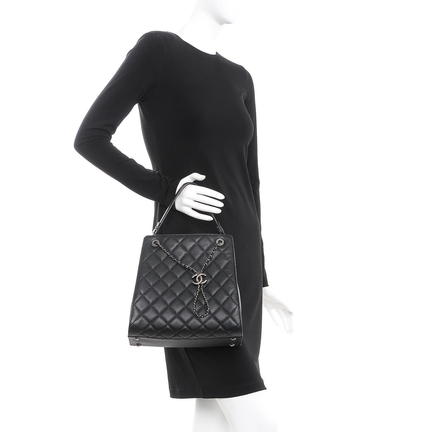 Chanel Caviar Quilted Medium CC Bucket Bag Black 3 of 8