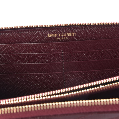 Saint Laurent Grain De Poudre Matelasse Chevron Monogram Zip Around Wallet Amaranto 7 of 9