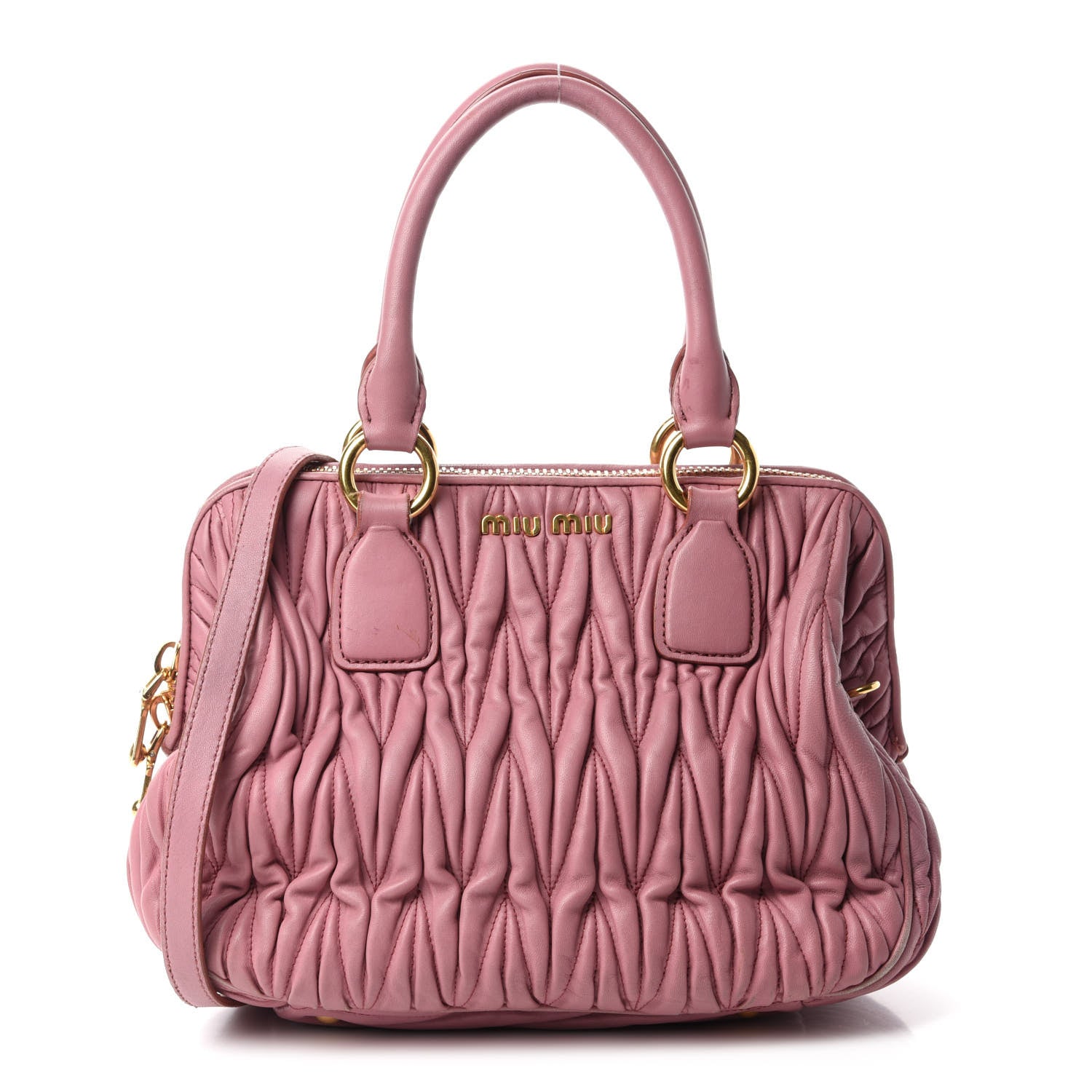 Miu Miu Nappa Matelasse Top Handle Bowler Rosa 1 of 13