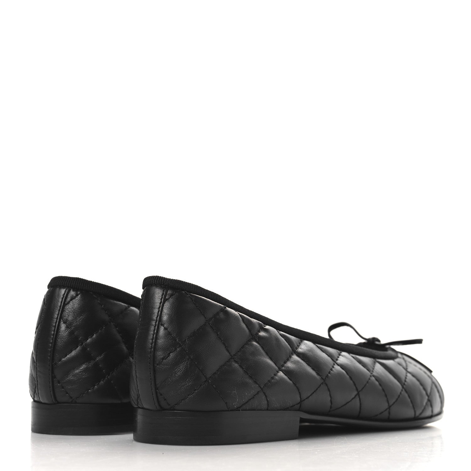 Chanel Aged Calfskin Quilted CC Cap Toe Ballerina Flats 39 Black 5 of 10