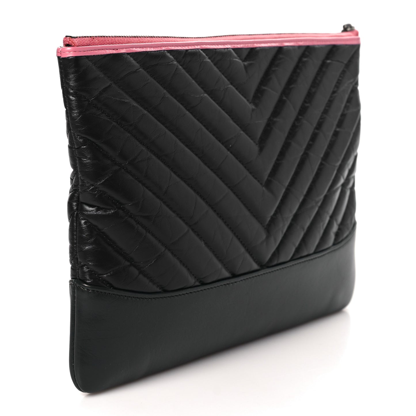 Aged Calfskin Chevron Quilted Medium Gabrielle Cosmetic Case Pink Navy Black