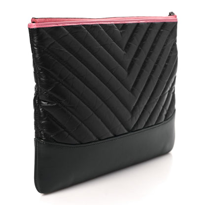 Chanel Aged Calfskin Chevron Quilted Medium Gabrielle Cosmetic Case Pink Navy Black 3 of 9