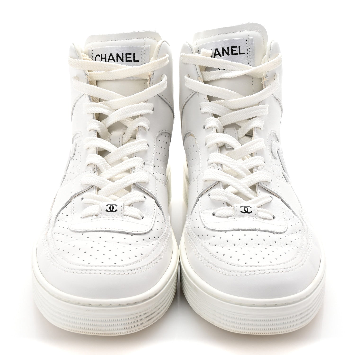 Chanel Calfskin CC High Top Sneaker 40 White 5 of 18