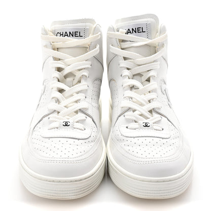 Chanel Calfskin CC High Top Sneaker 40 White 5 of 18