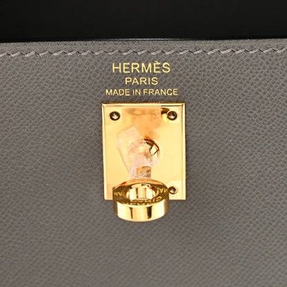 Hermes Madame Calfskin Kelly Sellier 25 Gris Meyer 6 of 11