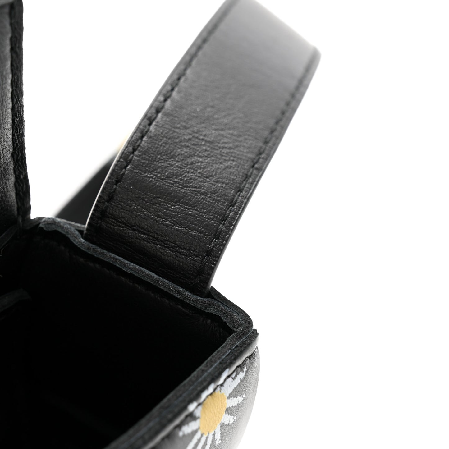 Calfskin Maxi Intreccio Daisy Print Small Cassette Crossbody Bag Black White Yellow