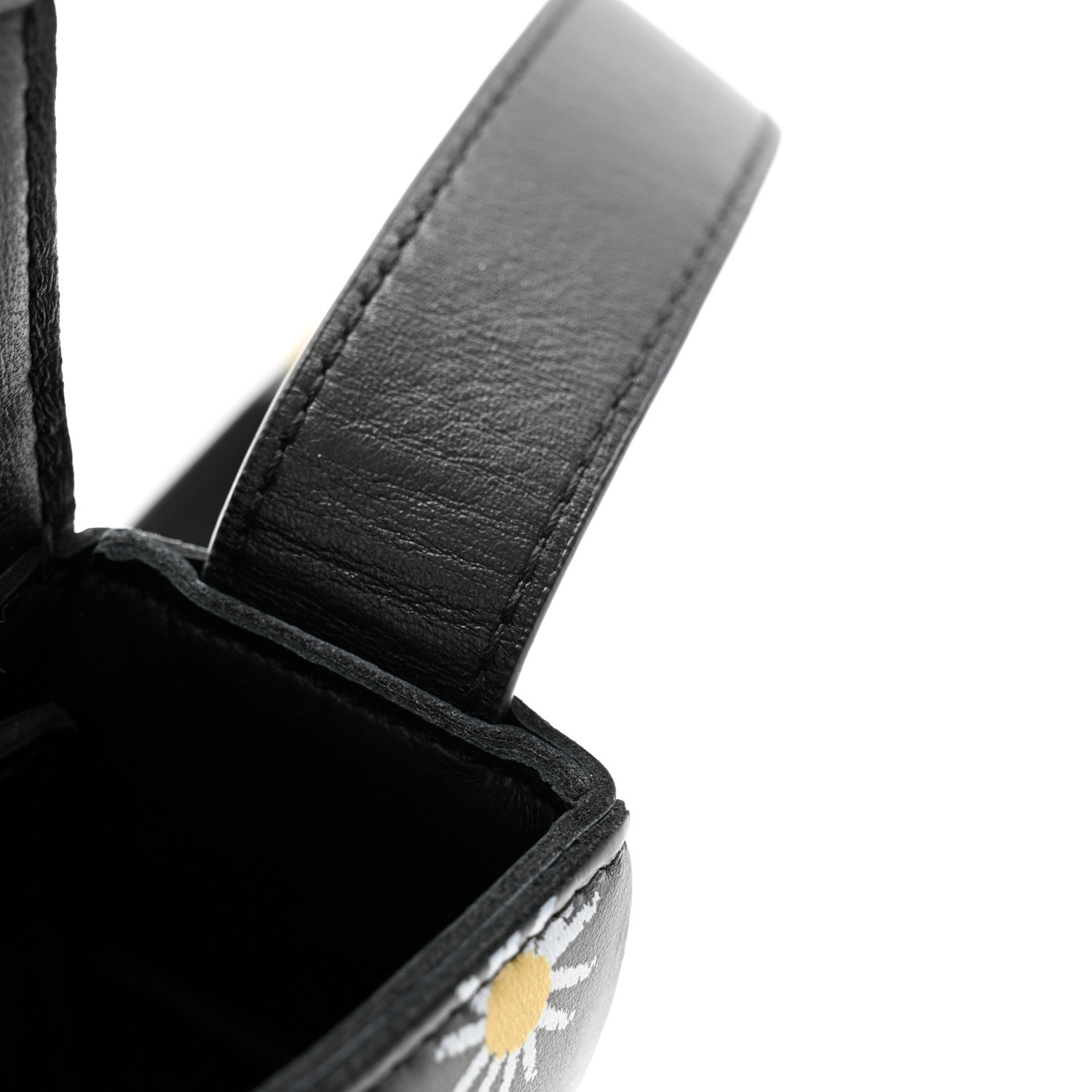 Bottega Veneta Calfskin Maxi Intreccio Daisy Print Small Cassette Crossbody Bag Black White Yellow 12 of 12