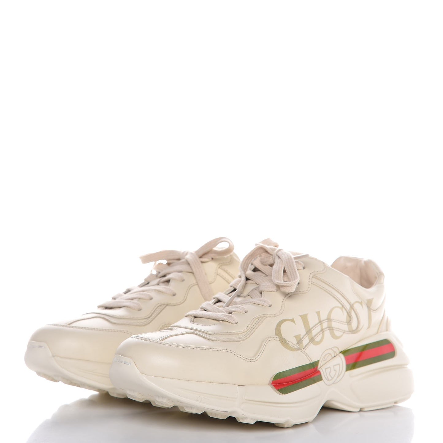 Calfskin Logo Mens Rhyton Sneakers 6 Ivory