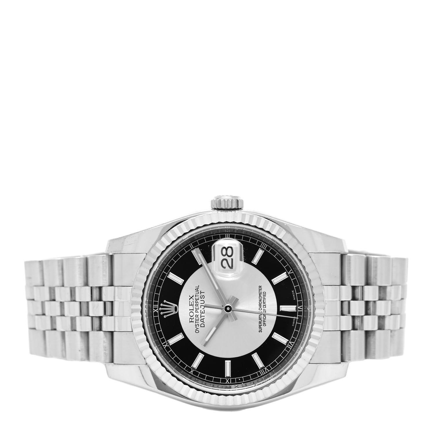 Rolex Stainless Steel 18K White Gold 36mm Oyster Perpetual Roulette Datejust Watch Silver 116234 2 of 5