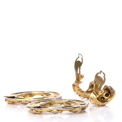 Chanel Crystal Hoop Clip On Earrings Gold 3 of 5