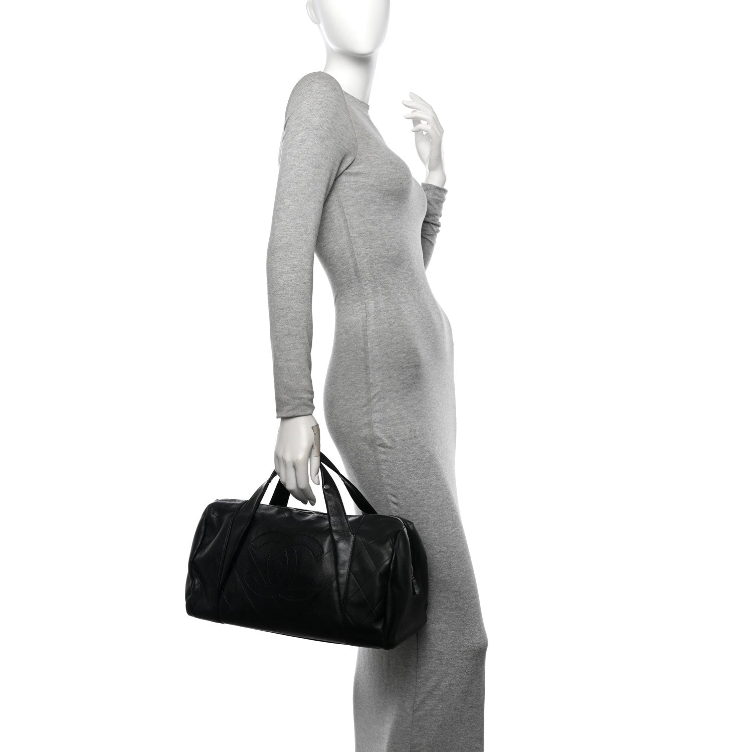 Chanel Calfskin CC Chevron All Day Long Boston Black 2 of 11