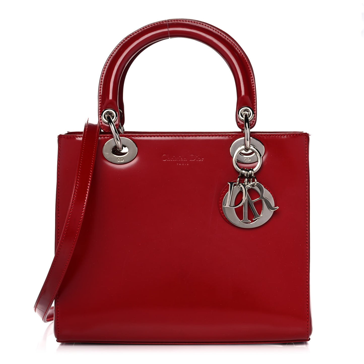 Glazed Calfskin Medium Lady Dior Red