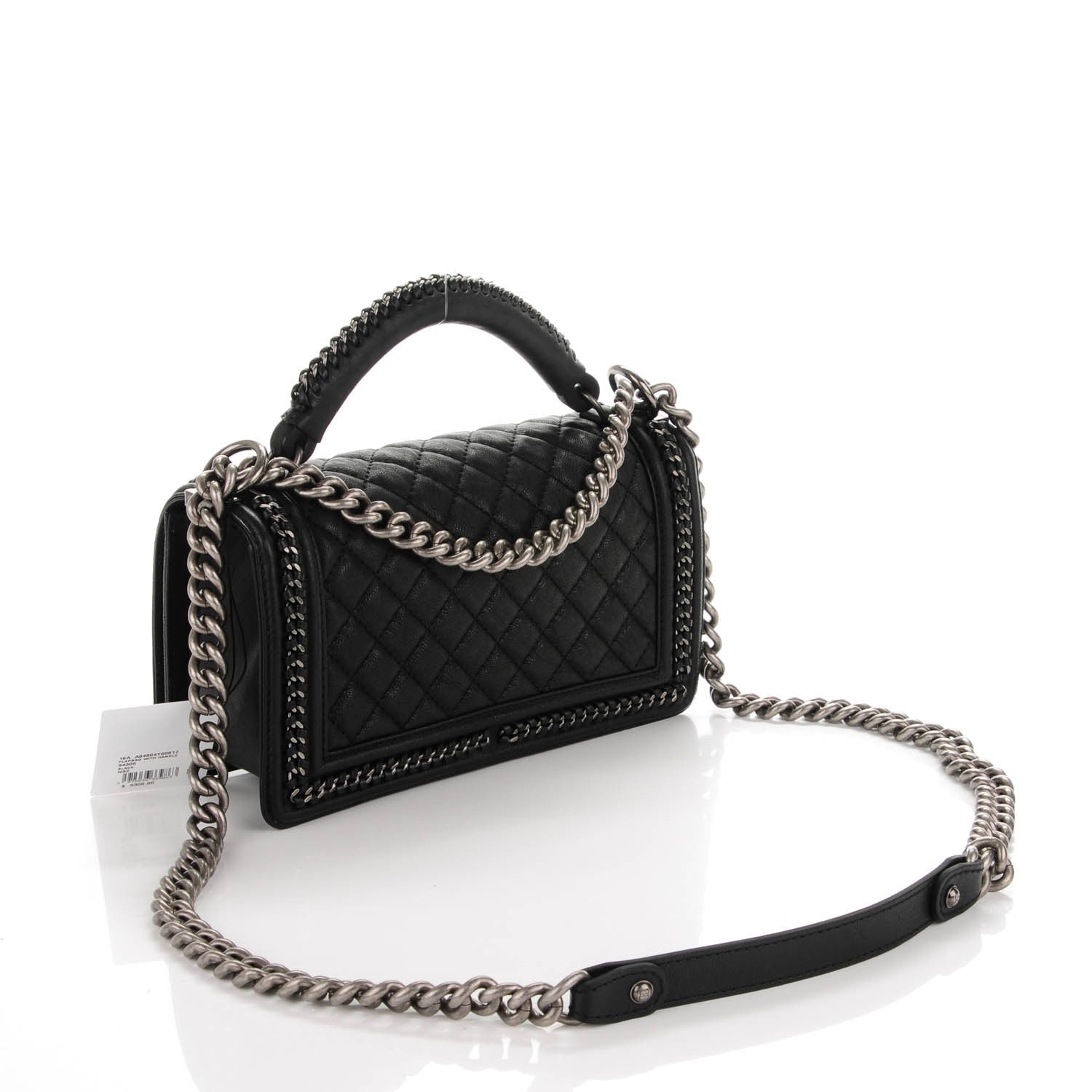Chanel Goatskin Quilted Medium Boy Handle Flap Black 4 of 8