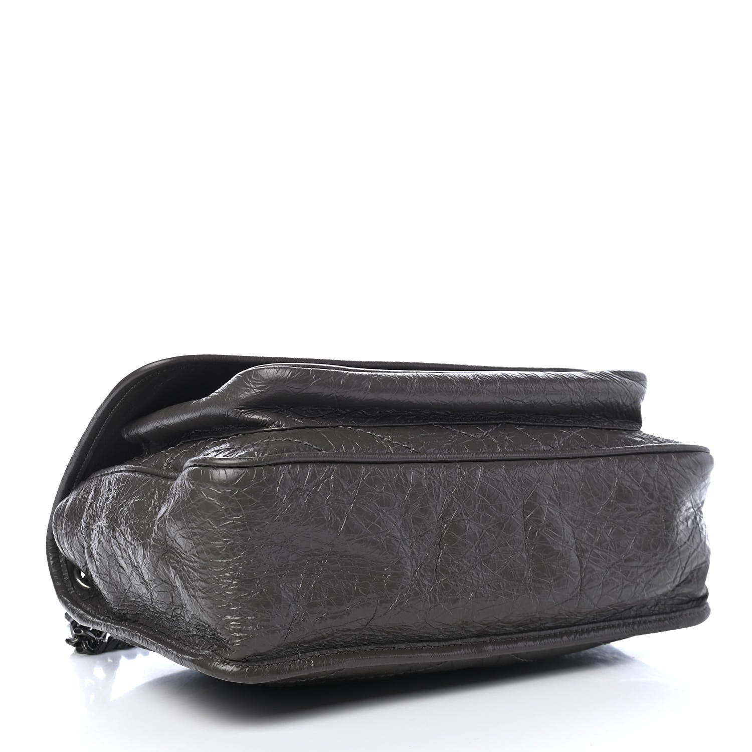 Saint Laurent Crinkled Calfskin Matelasse Monogram Medium Niki Chain Satchel Asphalt 4 of 9