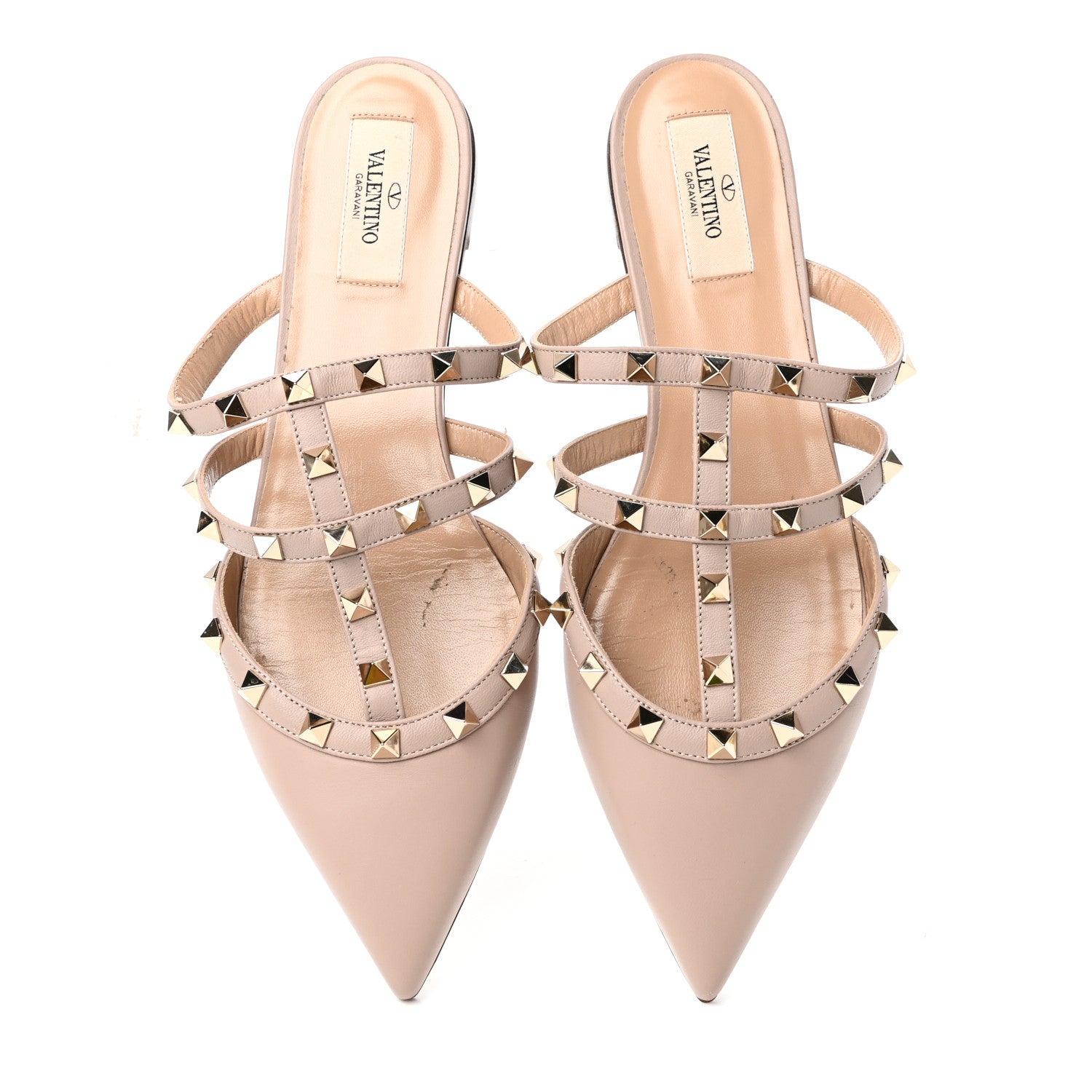 Valentino Garavani Nappa Rockstud Flat Cage Mules 39 Poudre 14 of 22
