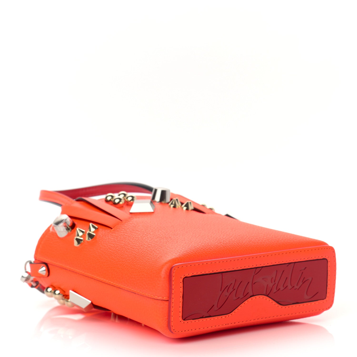 Christian Louboutin Calfskin Empire Spike Studded Mini North South Cabata Tote Red 4 of 10
