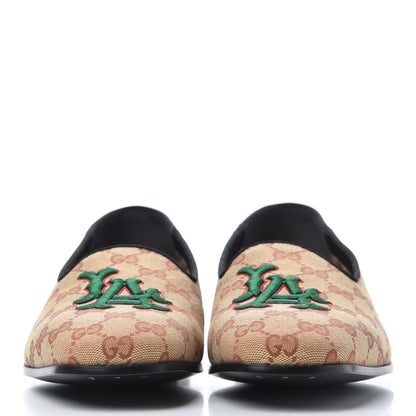 Gucci X MLB GG Monogram LA Dodgers Embroidered Mens Loafers 8.5 Beige Ruggine Black 2 of 12