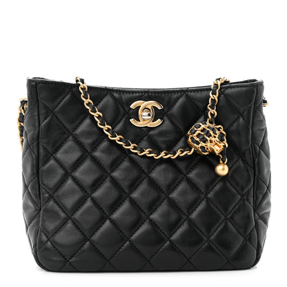 Chanel Lambskin Quilted Small Pearl Crush Hobo Black 1 of 10
