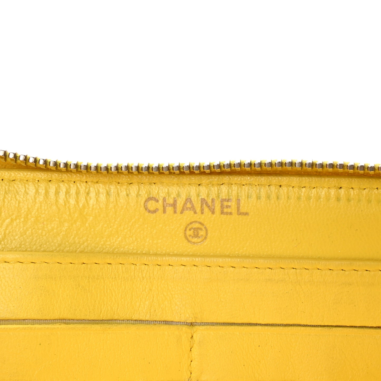 Lambskin Quilted Large Gusset Zip Around Wallet Yellow