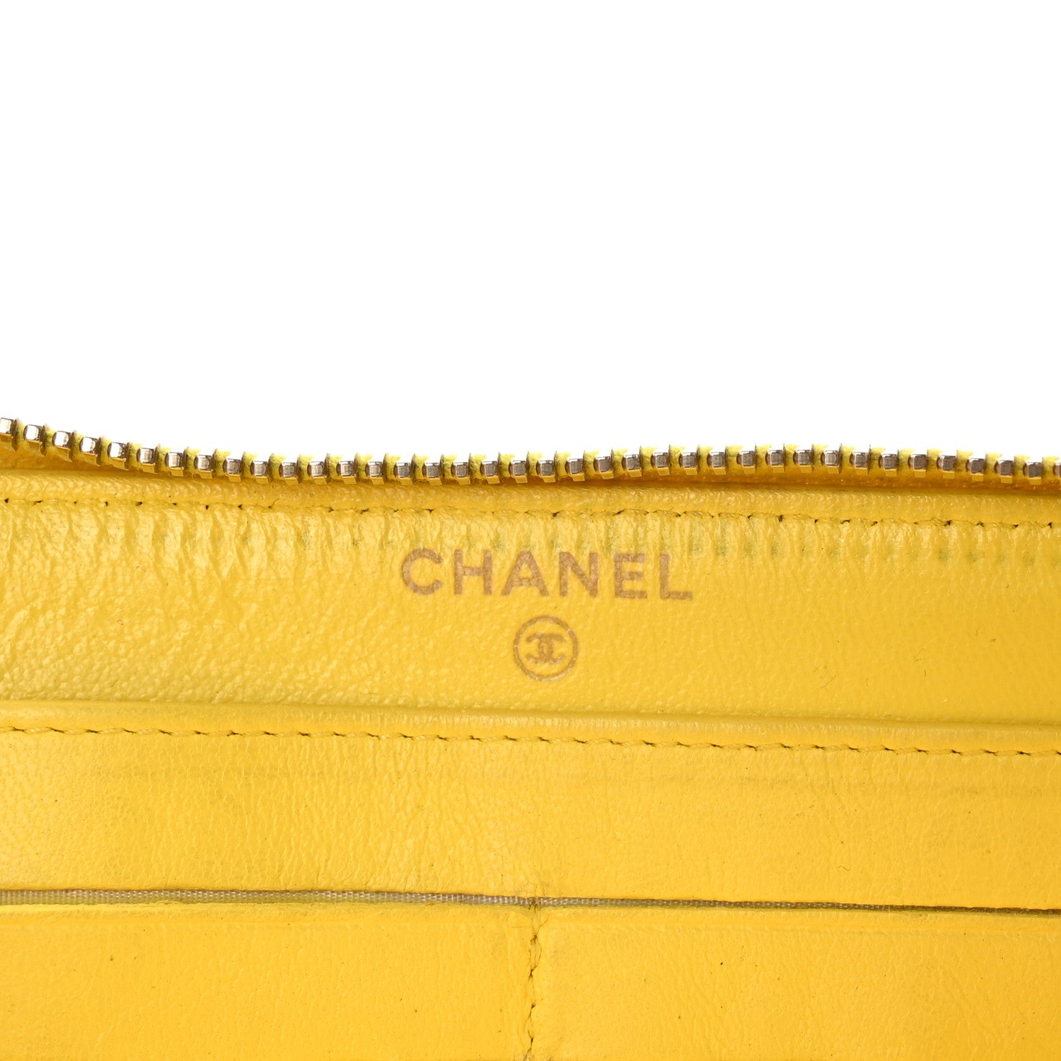 Chanel Lambskin Quilted Large Gusset Zip Around Wallet Yellow 6 of 9