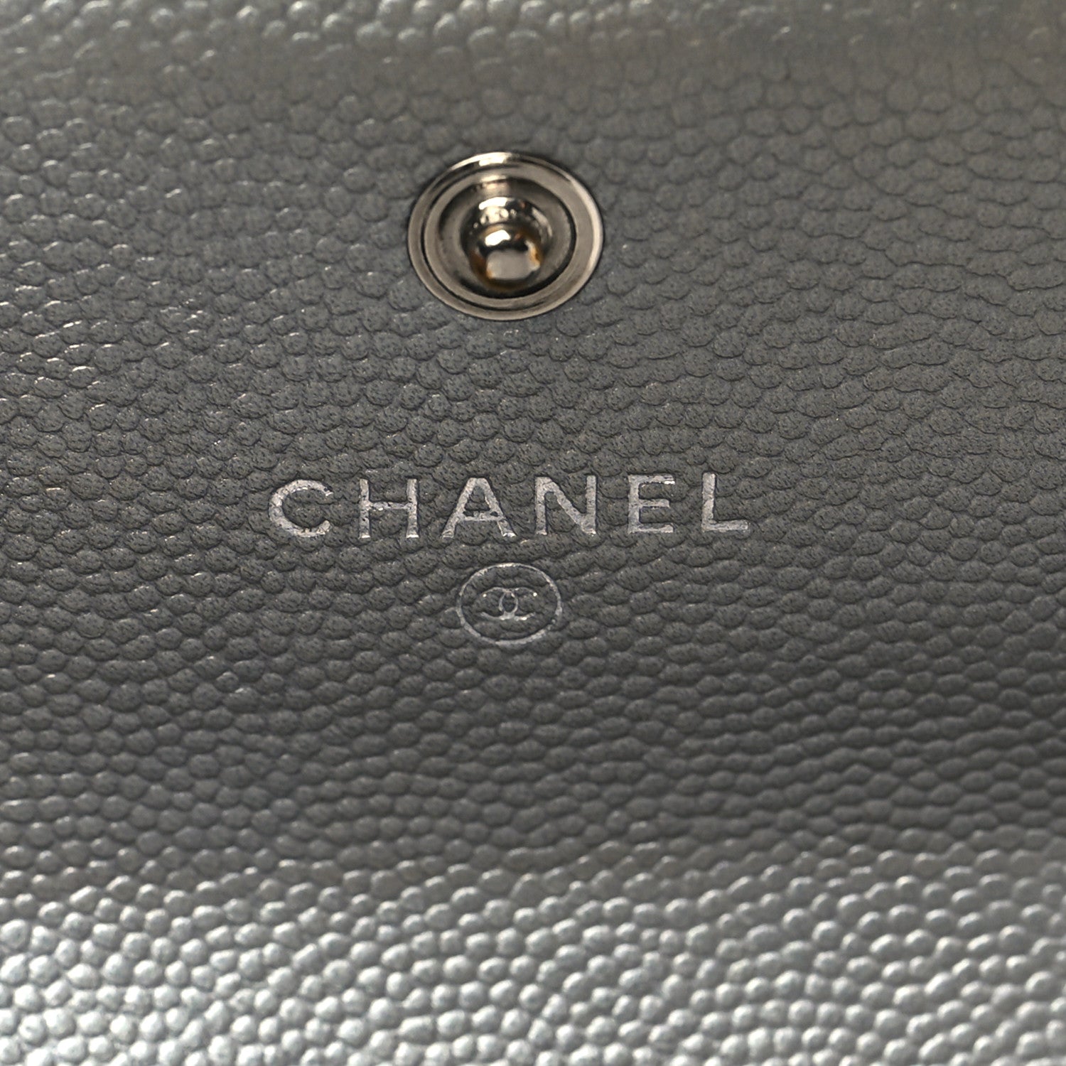 Chanel Metallic Caviar Chevron Quilted Large Boy Gusset Flap Wallet Silver 6 of 8