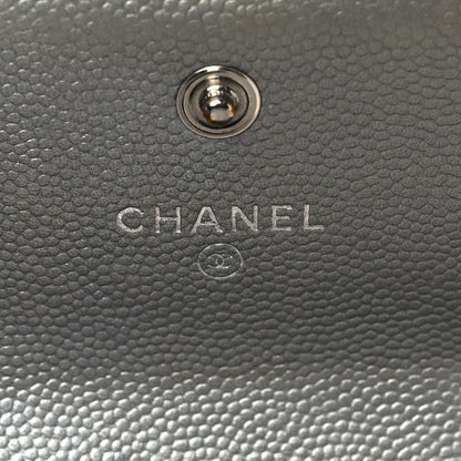 Chanel Metallic Caviar Chevron Quilted Large Boy Gusset Flap Wallet Silver 6 of 8