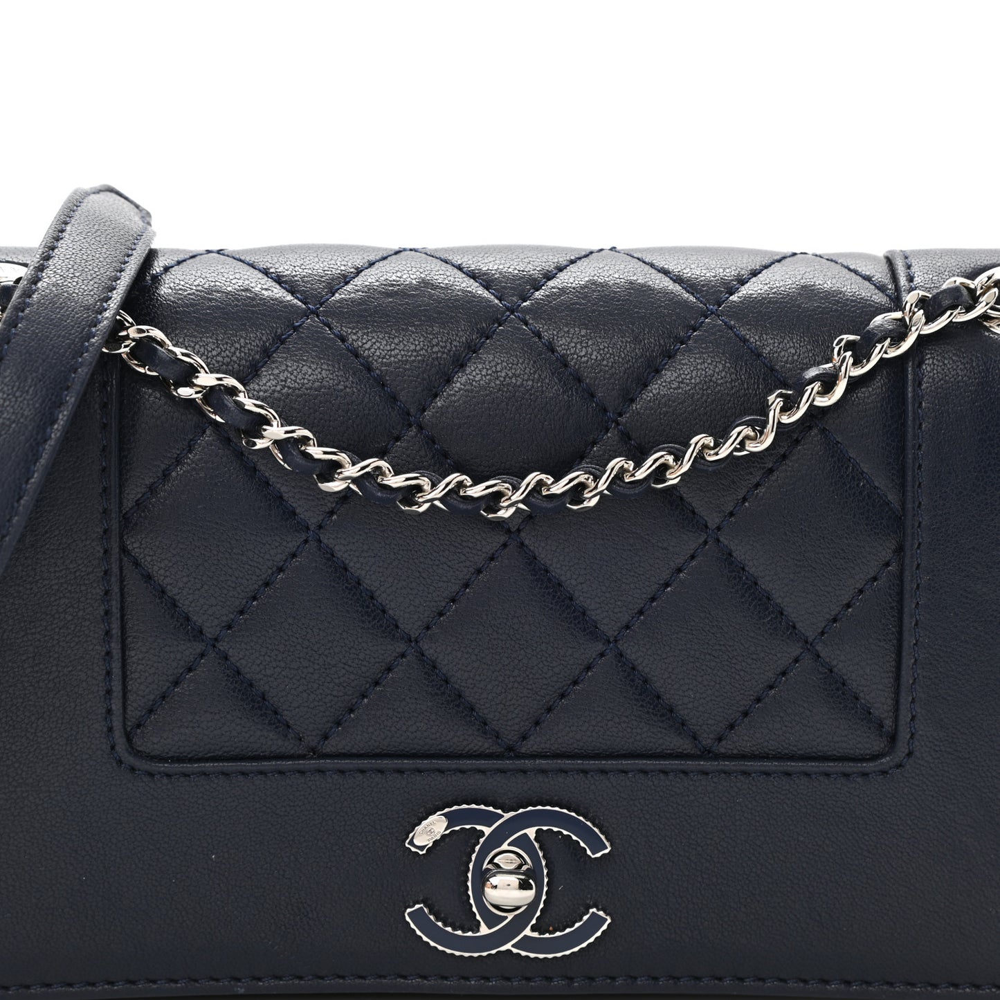 Sheepskin Quilted Small Vintage Mademoiselle Flap Dark Navy