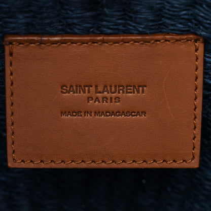 Saint Laurent Raffia Calfskin Medium Panier Tote Blue Orchid Brick 6 of 10