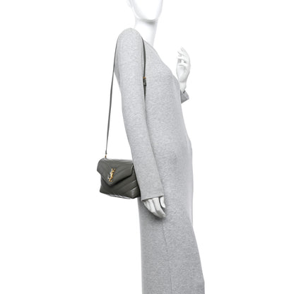 Saint Laurent Calfskin Y Quilted Monogram Toy Loulou Crossbody Bag Grey Kaki 2 of 11