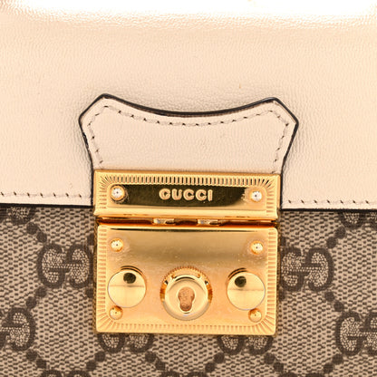 Gucci GG Supreme Monogram New Sakai Calfskin Mini Padlock Top Handle Shoulder Bag Beige Ebony Mystic White Sun Oil 11 of 12