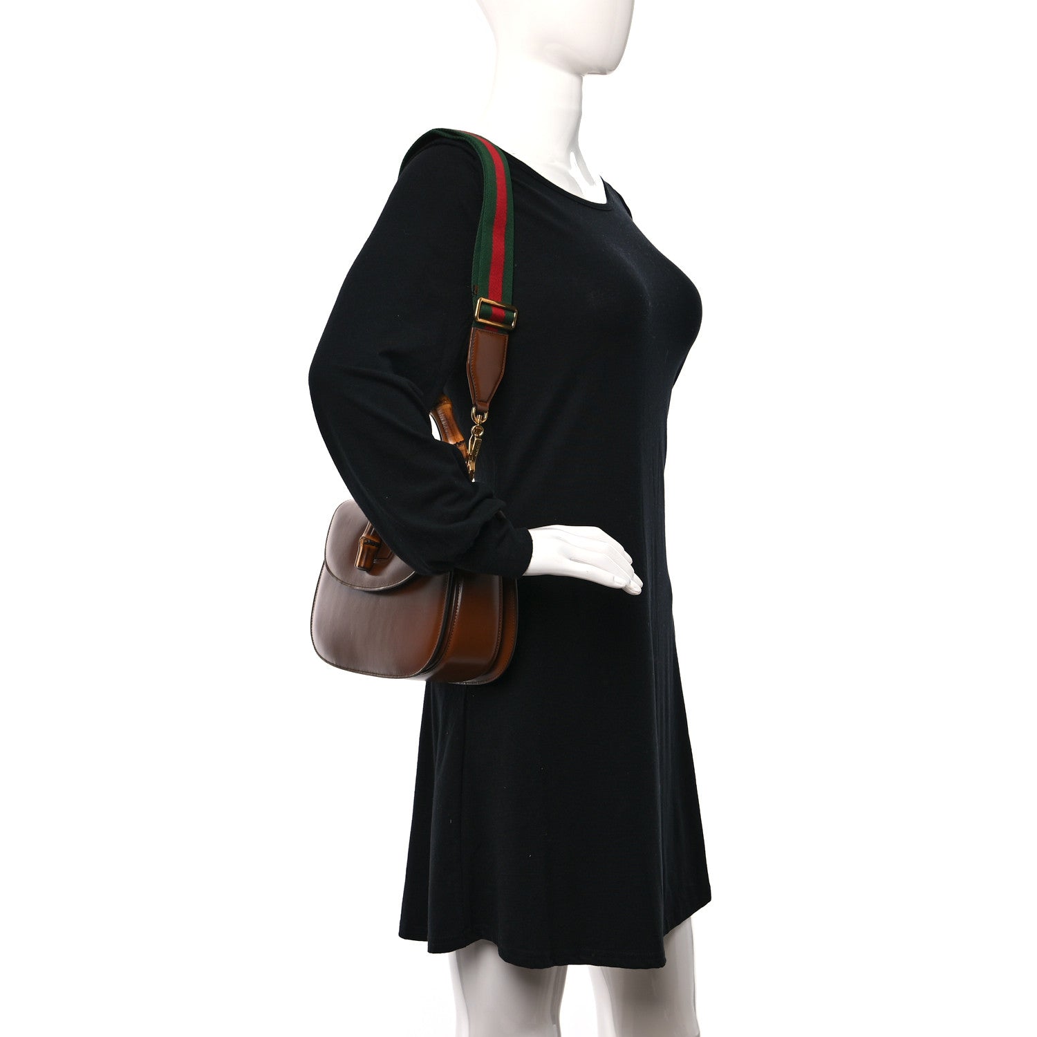 Gucci Boarded Dyana Lux Calfskin Web Medium Bamboo 1947 Top Handle Bag Brown 2 of 9