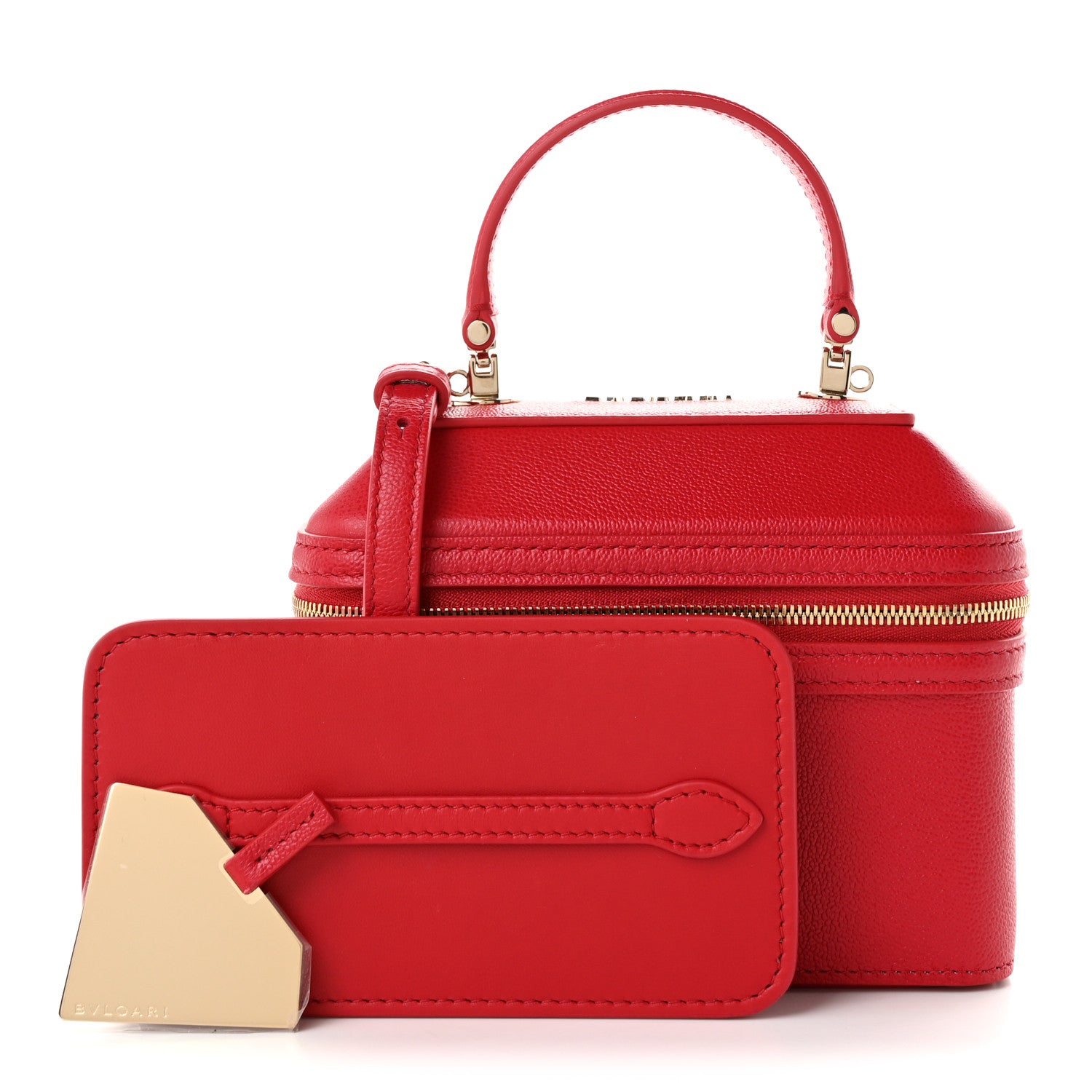 Bulgari Calfskin Serpenti Top Handle Vanity Red 4 of 12