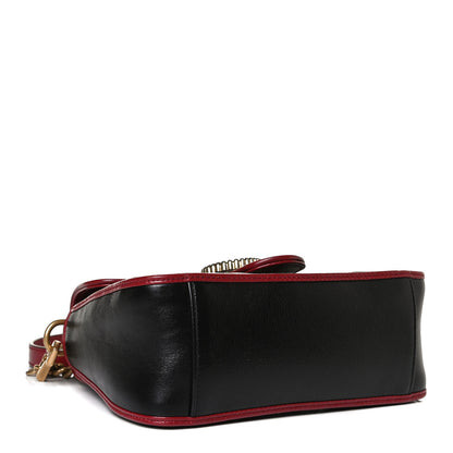 Gucci Vintage Effect Calfskin Matelasse Diagonal Small Torchon GG Marmont Top Handle Shoulder Bag Black Romantic Cherry 4 of 13