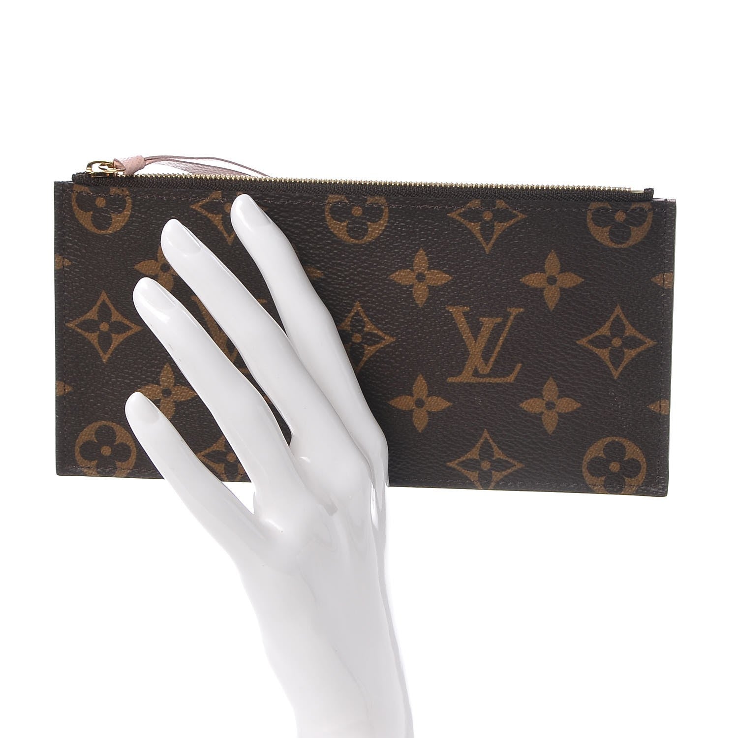 Louis Vuitton Monogram Felicie Chain Wallet Zippered Insert Rose Ballerine 2 of 6