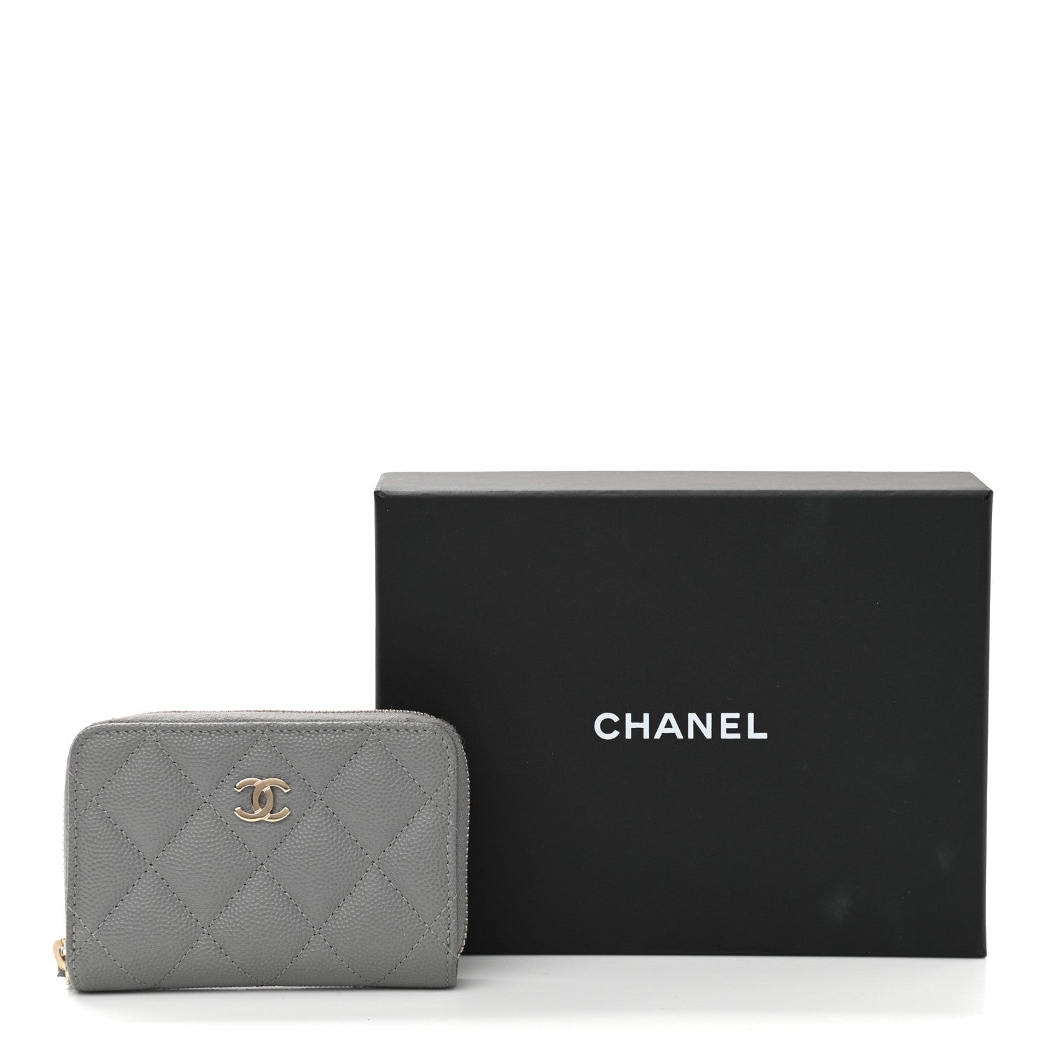 Chanel Caviar Quilted Zip Coin Purse Grey 12 of 12