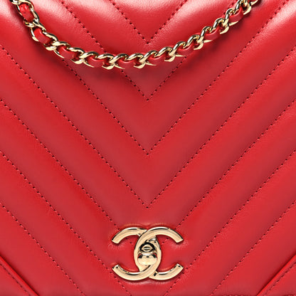 Chanel Calfskin Chevron Quilted Mini Statement Flap Red 8 of 11