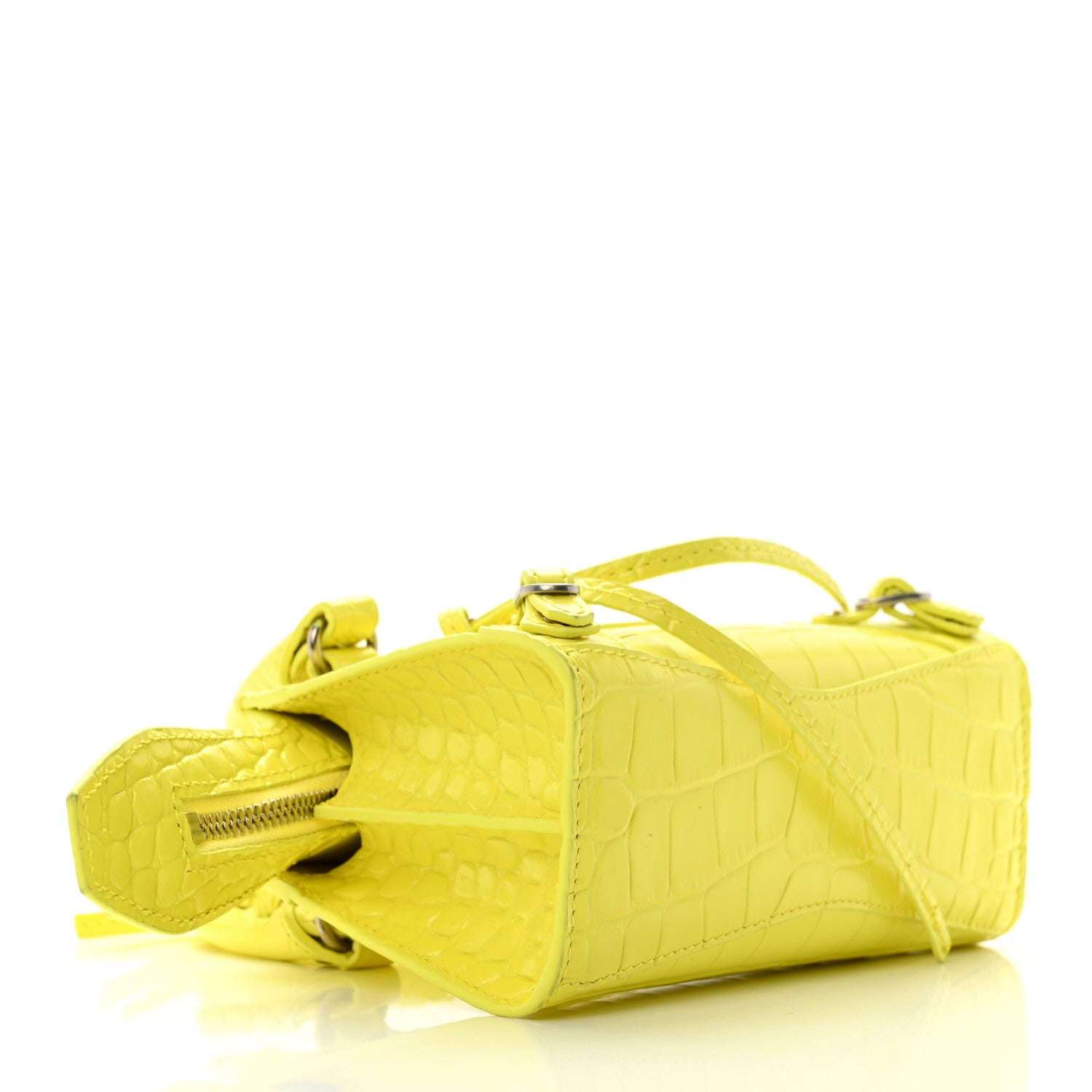 Balenciaga Calfskin Crocodile Embossed Neo Classic Hardware Nano City Crossbody Light Yellow 4 of 9