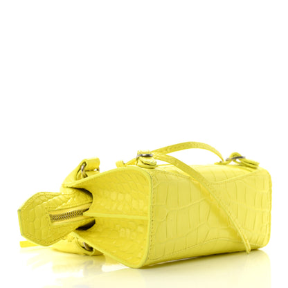 Balenciaga Calfskin Crocodile Embossed Neo Classic Hardware Nano City Crossbody Light Yellow 4 of 9