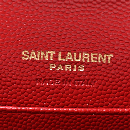 Saint Laurent Grain De Poudre Matelasse Chevron Small Monogram Envelope Wallet New Red 6 of 7