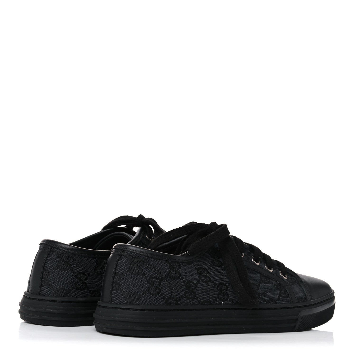 Gucci GG Monogram Calfskin Womens Low Top Sneakers 36 Piombo Black 4 of 6