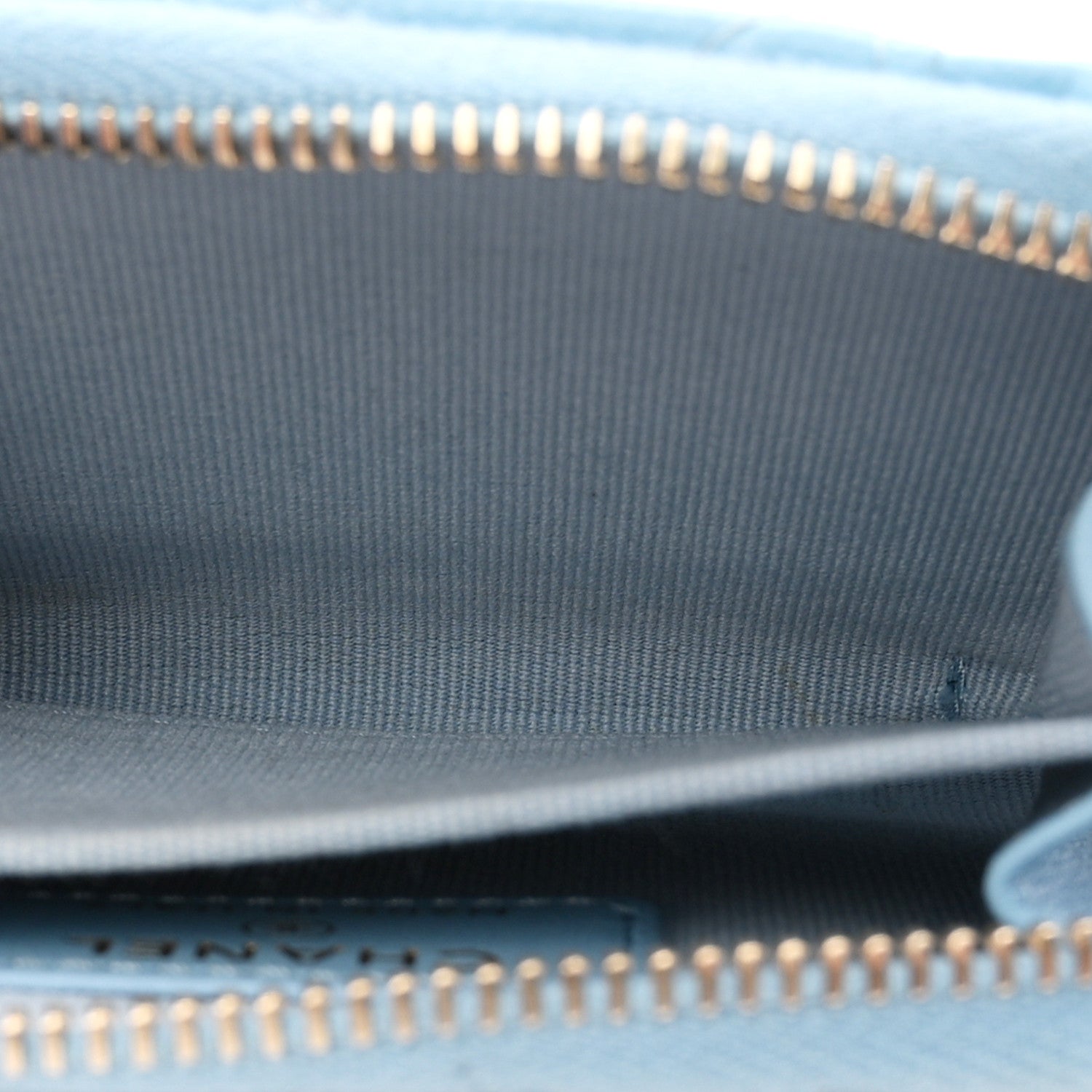 Chanel Caviar Quilted Zip Card Holder Light Blue 5 of 8